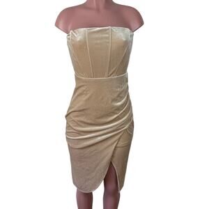 Trixxi Velvet Strapless Dress SEE MEASURES Approx Small beige corset cocktail